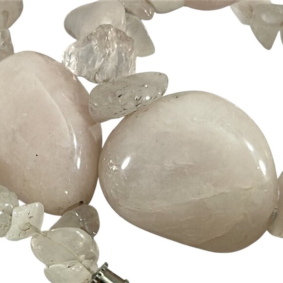 White Quartz Nugget Bead Necklace Natural Polished Gemstone Chippy READ - Picture 6 of 9